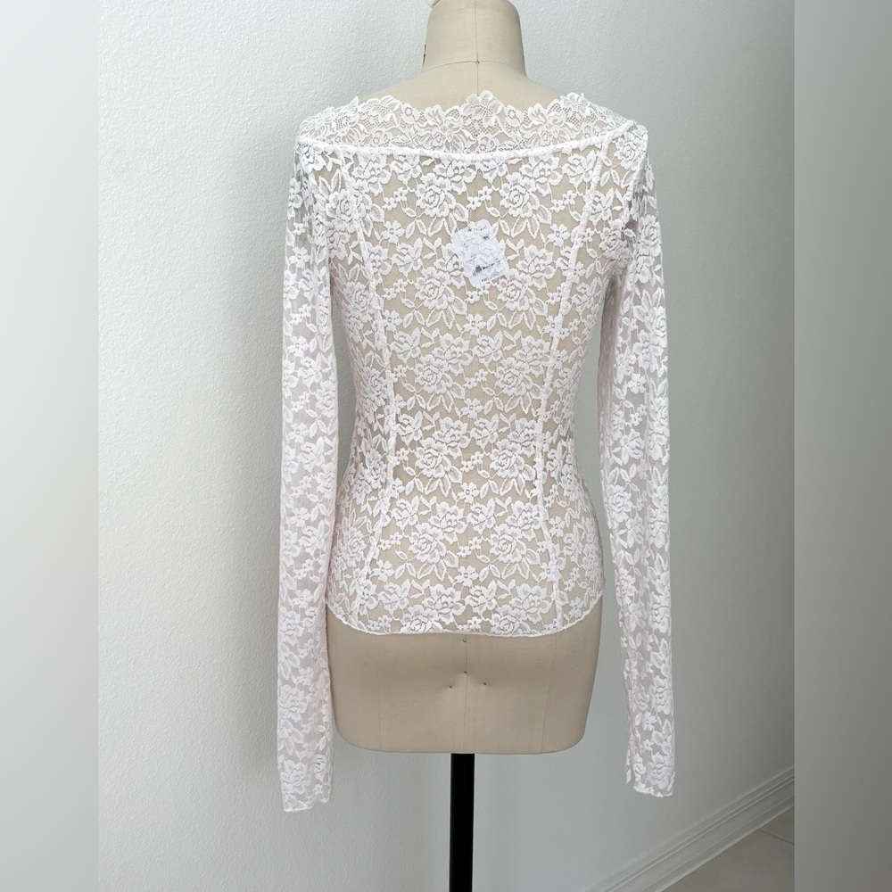 Intimately by Free People All Night Long-Sleeve Top NWT Pale Pink Lace L - Picture 6 of 9